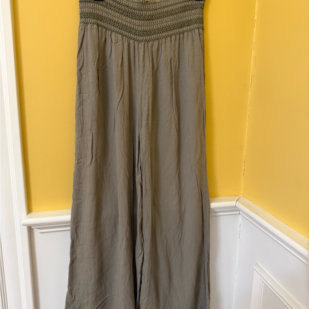 Rewash Olive Wide-Leg Flowy Pants